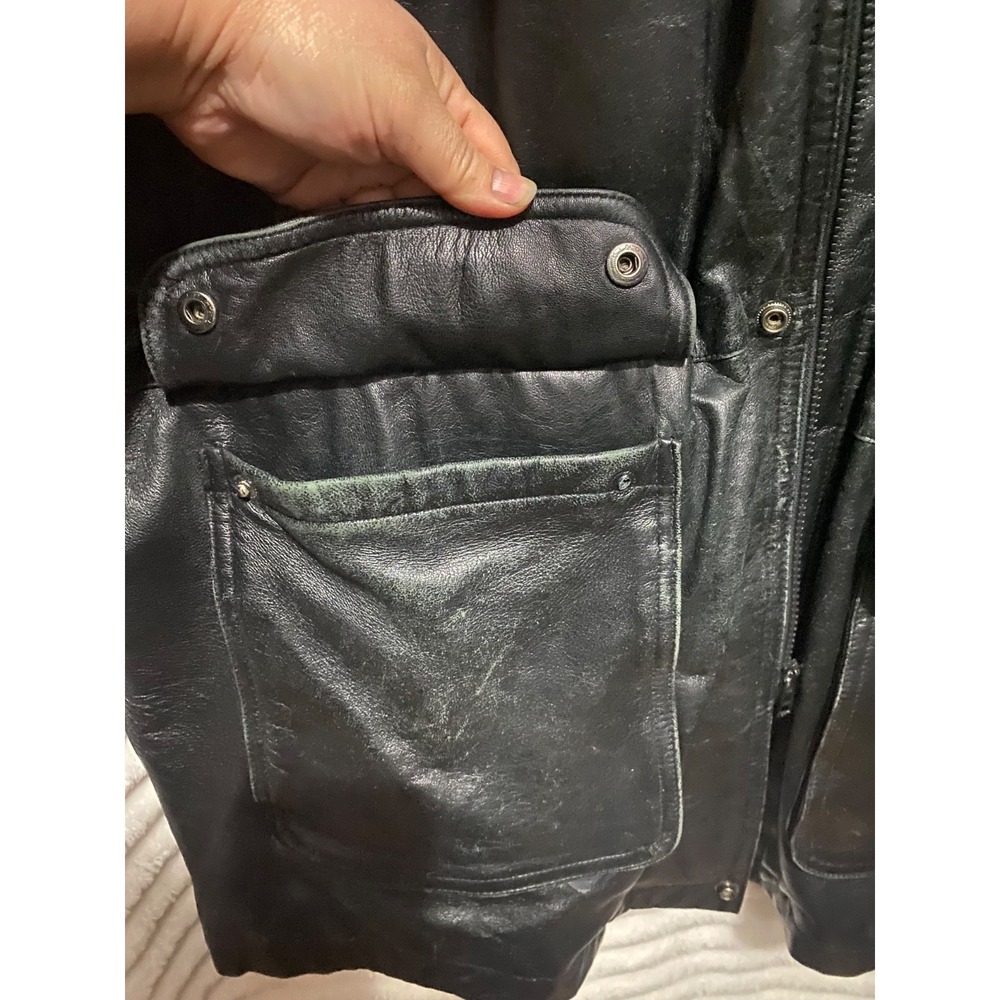 Wilson's Leather Men's Black Leather Coat Large Thinsulate Zip Out Liner Winter - Picture 7 of 15